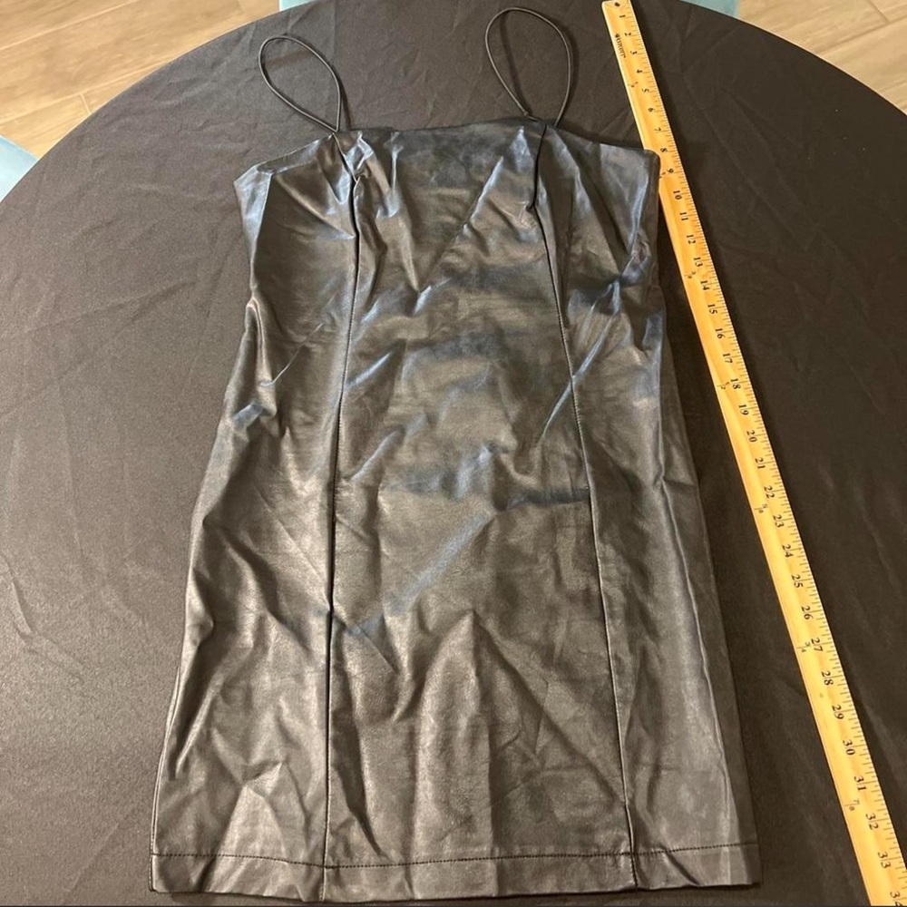 Sleek Black Faux Leather Dress